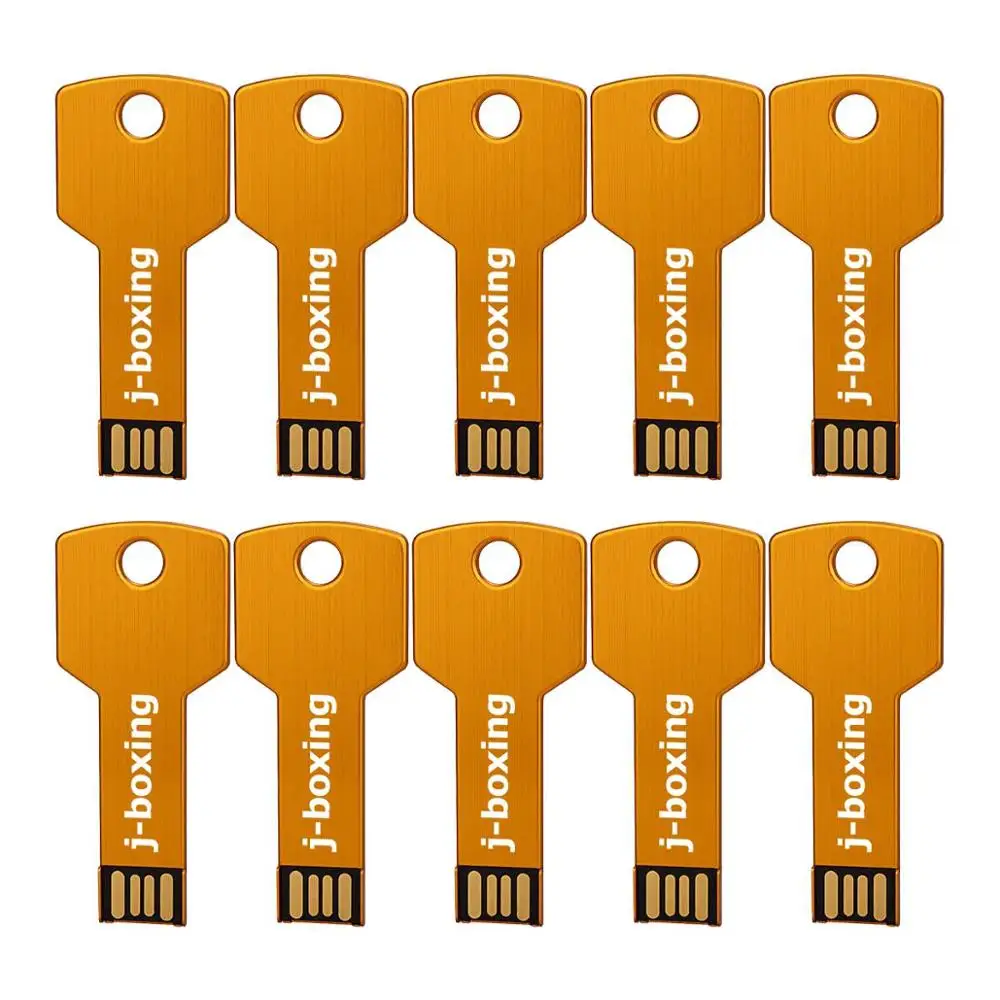 Золотой J-бокс USB флэш-накопители ключ Форма 10 шт./упак. 1 Гб 2 ГБ 4 ГБ 8 ГБ оперативной памяти, 16 Гб встроенной памяти, 32 ГБ флэш-накопитель USB флэш-карты флэш-накопитель для компьютера Mac подарки - Цвет: Золотой
