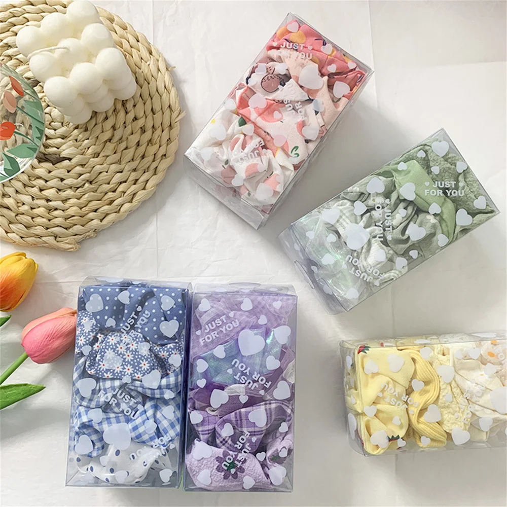 

5 6 Pcs Boxed Large Intestine Hair Ties Rope For Jk Girls Women Fashion Gentle Hair Tie Band Accessories 2021 New Japan Korean