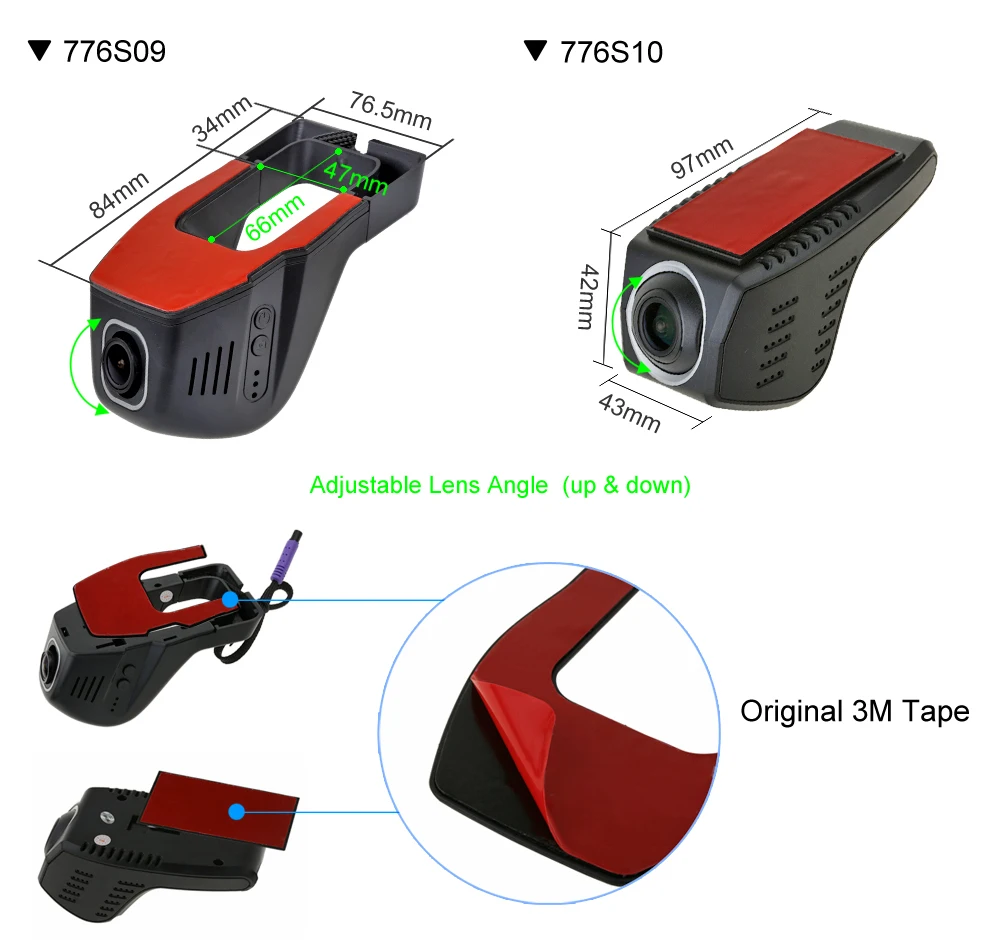 SINOSMART Novatek 96658 SONY IMX323 Универсальный Wifi DVR для Toyota/Chevrolet/Ford/Nissan/hyundai регулируемый угол управления с помощью приложения