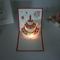 three dimensional birthday greeting card with music 3d paper carving korean creative batch customization staff business small