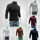 2020 новый модный мужской пуловер с высоким воротом, вязаный однотонный Повседневный джемпер, Топы футболка, свитер
