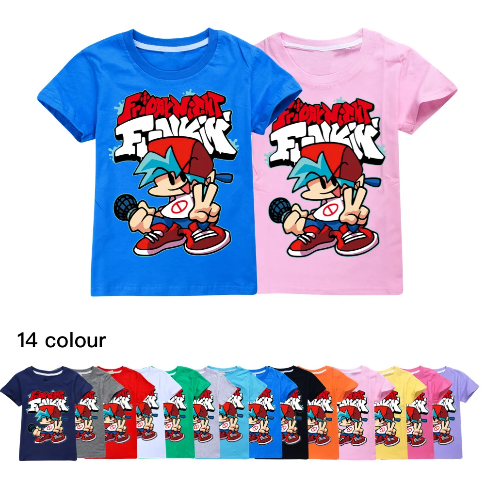 

Fashion Toddler Girls Shirt Children T-Shirt Friday Night Funkin Kids Summer Tops Hip-hop Casual Teenage Short-Sleeved T-Shirt