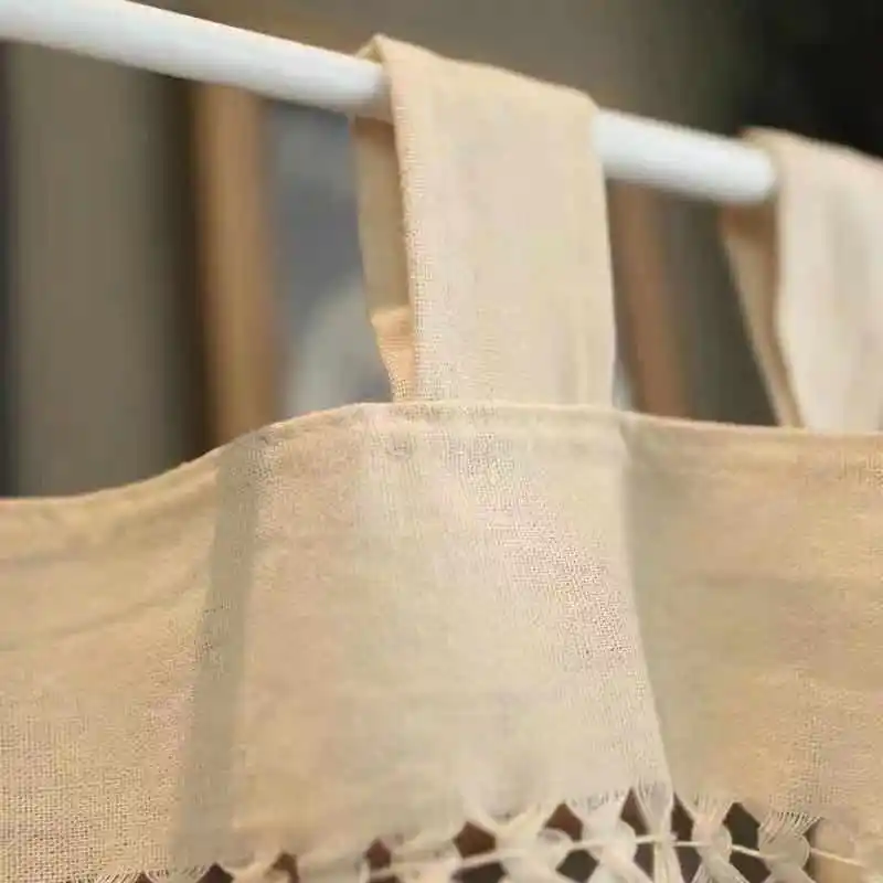 Американский деревня Стиль бежевого цвета из хлопка и льна с крючком кофейная