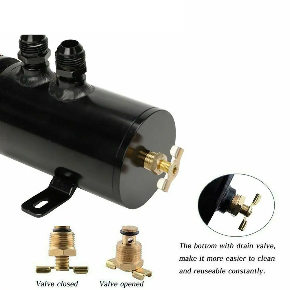 

Car Modification 750ml Oil Bottle With Air Filter With Port With White Filter Connector Ki Black 2 AN10 Breathing Bottle An I4S5