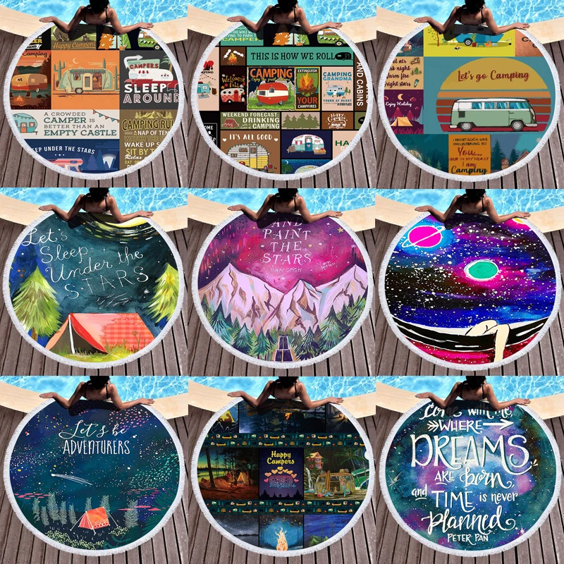 Пляжное одеяло с рисунком для транспортировки 150 см коврик пикника кемпинга