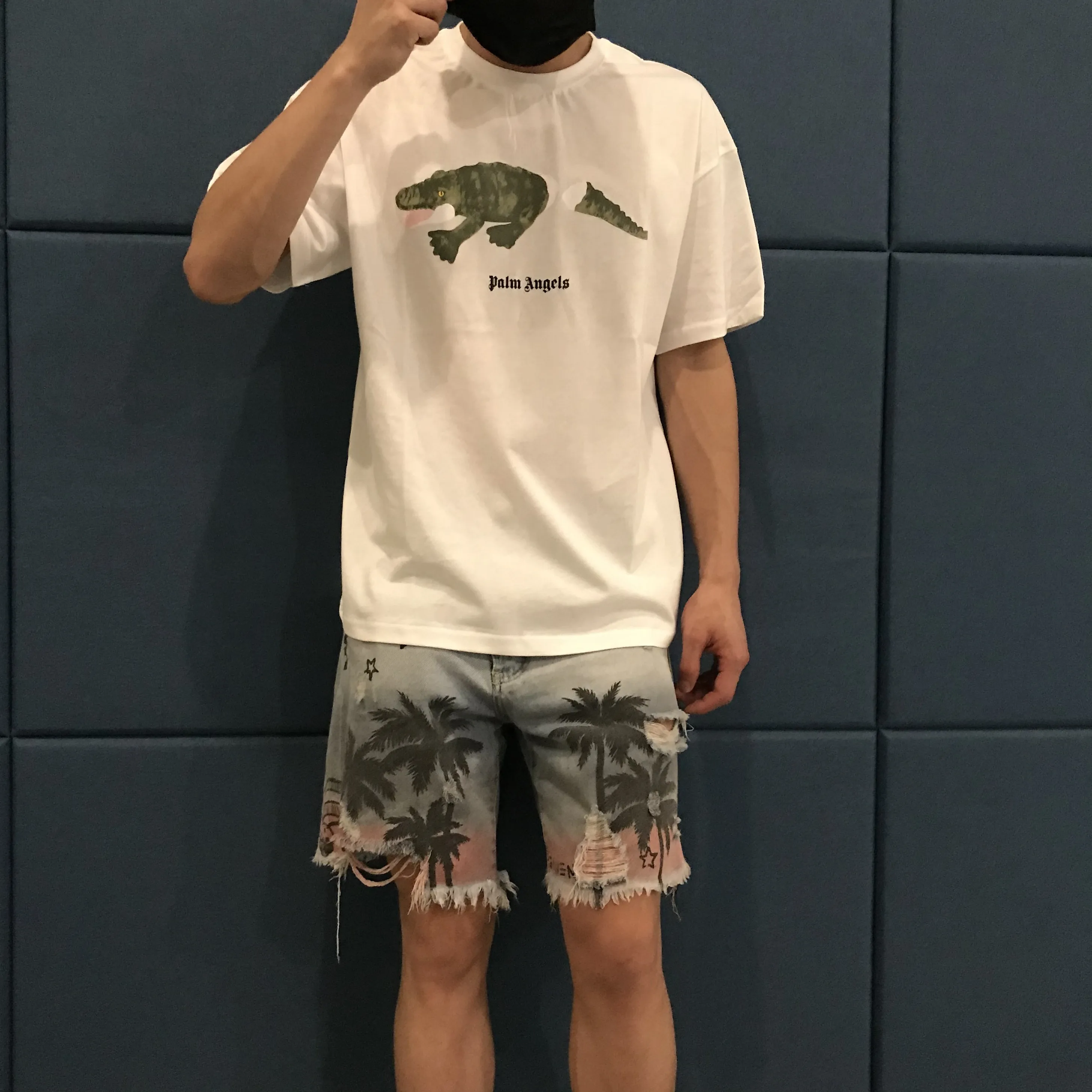 

Palm Angels docking print men's and women's T-shirt loose and versatile high street couple short-sleeved tide 18465