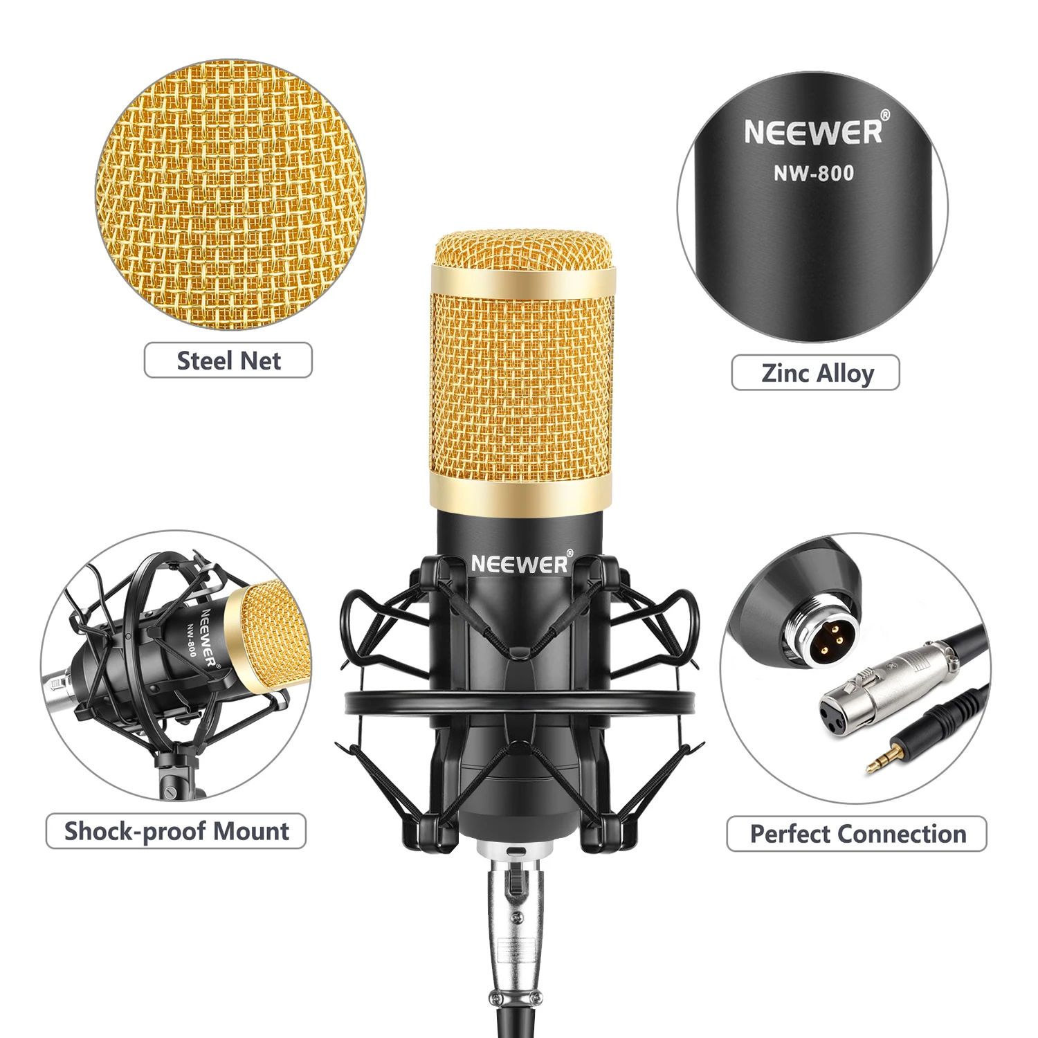 

Neewer Tabletop Microphone Isolation Shield with Absorbing Foam, Conderser Microphone, Shock Mount, Tripod for Sound Recording