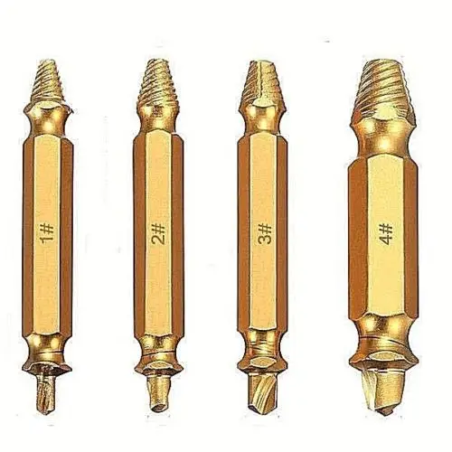 

Fixmee 4Pcs Double Side Damaged Screw Bolt Extractor Drill Bits Gold Oxide Edition Stripped Screw Removers