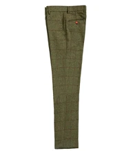 Pantalon à carreaux vert en Tweed pour homme, tenue de loisirs, coupe régulière, tenue d'affaires formelle pour marié de mariage, nouvelle collection  (1)
