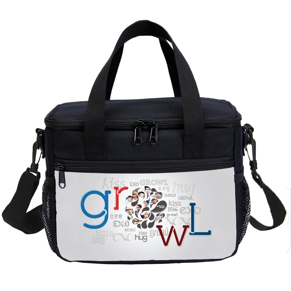

EXO Boy Group Portable Lunch Bag Kids School Lunch Tote Early Dinner Box for Students Office Workers