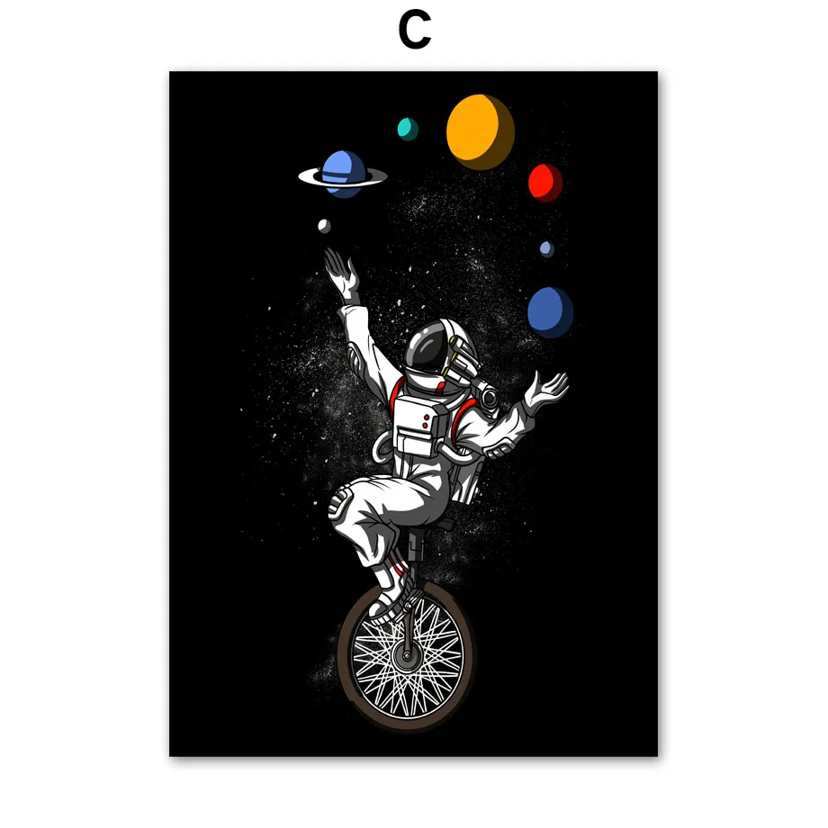 

Funny Space Astronaut Planet Wall Art Canvas Painting Nordic Posters And Prints Wall Pictures For Living Room Kids Room Decor
