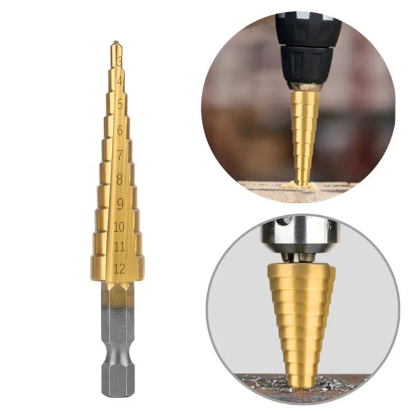 3 шт./компл. ступенчатое сверло из быстрорежущей стали с прямым пазом титановым