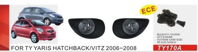 

Qirun fog lamp assembly lights+covers+wires+switch for Toyota YARIS HATCHBACK/VITZ 2006-2008