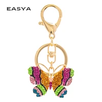 2022 butterfly keychain glittering full rhinestone alloy key chain alloy craft car pendant gift lady bag key ring