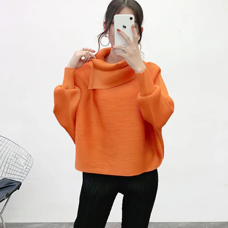 LANMREM New Scarf Collar Batwing Sleeves Pullover Twice Pleated Thickness Loose Autumn And Winter Sweatshirt WJ74304