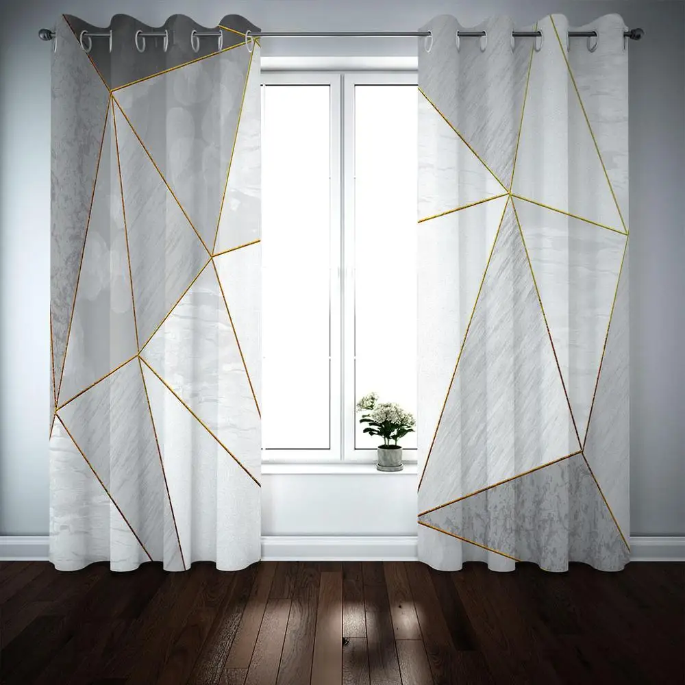 Window Treatment 3D Curtains Blackout Living Room Bedroom Curtains White irregular shape Photo Drapes Blinds