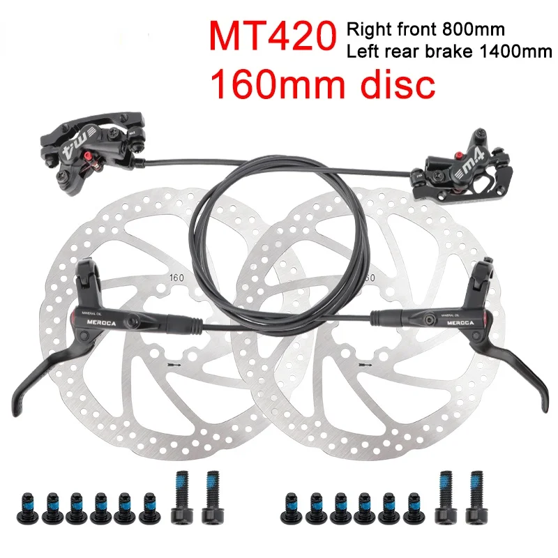

MT420 MTB Brake bicycle Hidraulic 160mm Disc Brake Four-piston Right front/left rear brake 800/1400mm bike oil brake