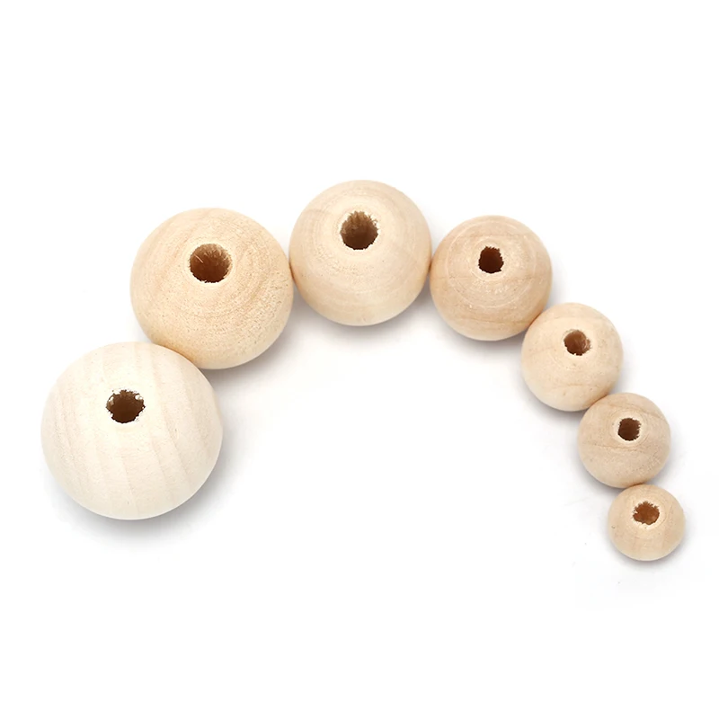 

50/100PCS Natural Wood Teething Beads Children Kids DIY Wooden Jewelry Making Crafts Lead-Free Wooden Balls