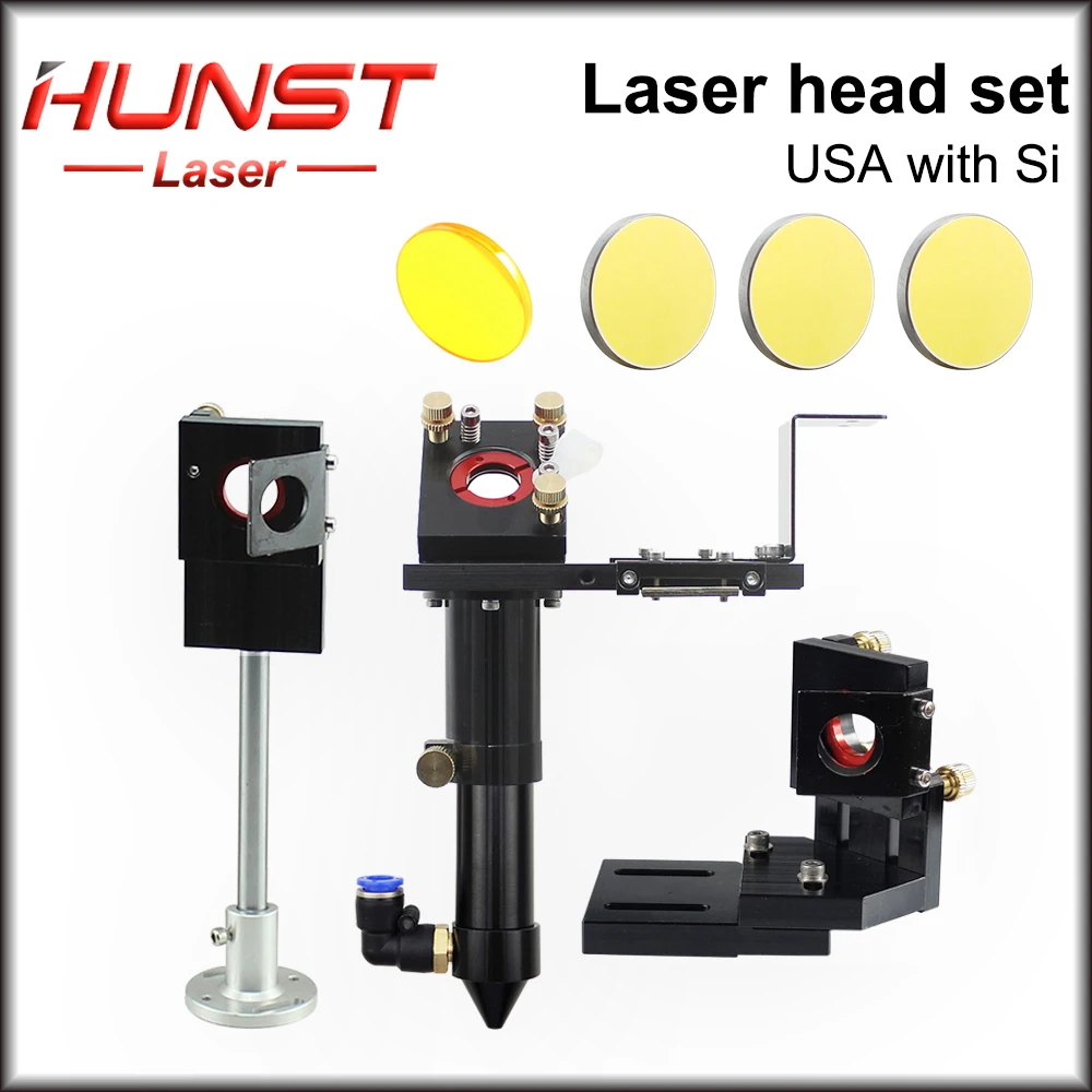 Hunst E Series CO2 Laser Head Set with Lens Diameter 20mm FL50.8 & 63.5 & 101.6 Mirror 25mm for Laser Engraving Cutting Machine