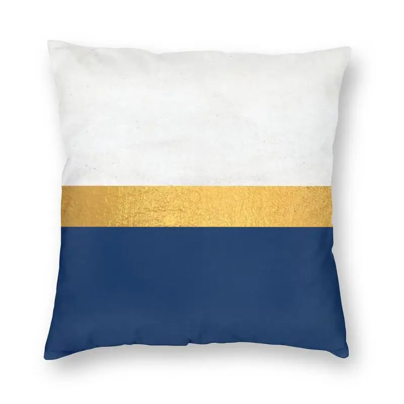 

Elegant Faux Gold Navy Blue Stripe Cushion Cover 45x45 Home Decorative Printing Modern Geometric Throw Pillow Case for Car