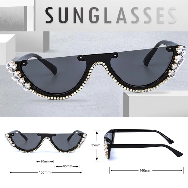 

ROYAL GIRL Fashion Cat Eye Sunglasses Women Personality Semi-rimless Sun Glasses Female Vintage Flat Top Eyewear UV400 ss128