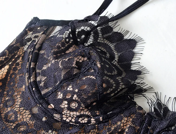 

2021 New Women's Sexy Underwear, Solid Color Sleeveless Suspender Lace Hem Underwear, Ladies Erotic Clothing White/black