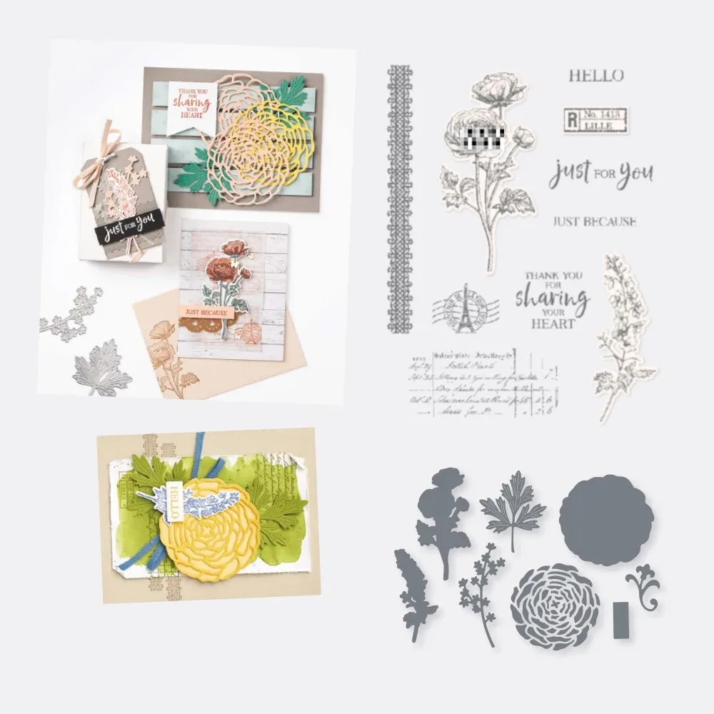 

Flower Metal Cutting Dies Clear Stamps Scrapbooking Craft Supplies Diy Make Photo Album Mould Molds Embossing Die Cut New 2021