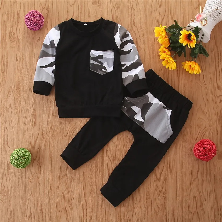 

Spring Autumn Leisure Foreign Trade Children's Clothing Boy Camouflage Suit Long-Sleeved Sportweater Pants 2PCS/Set 1-6Years