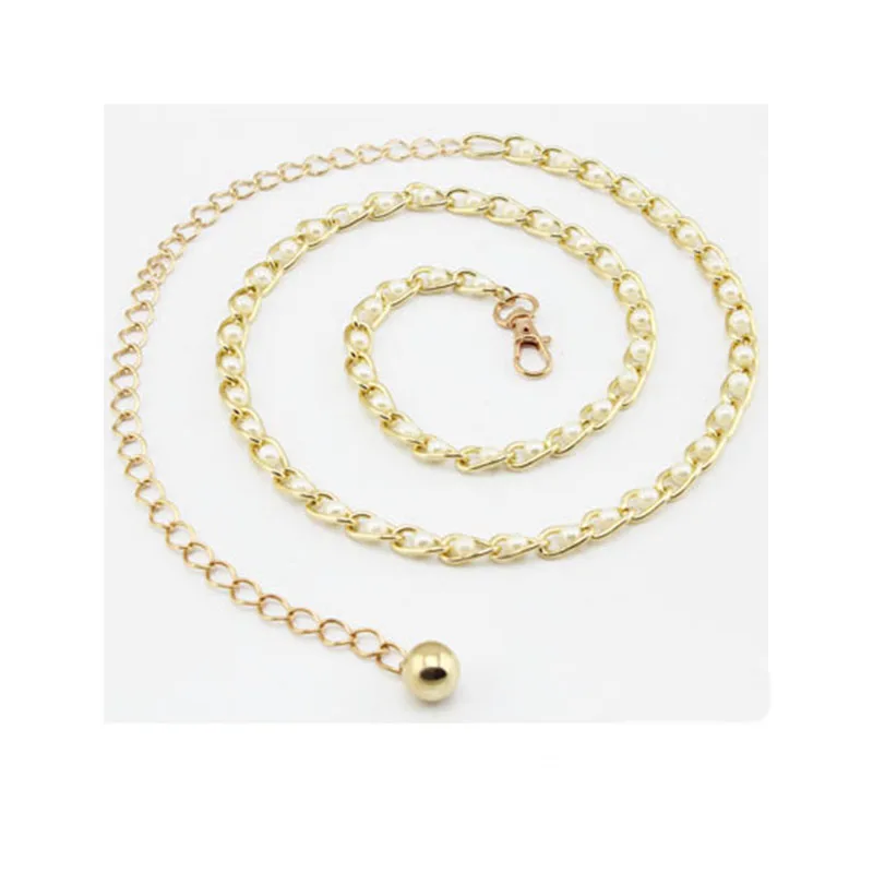 Простой Длинный жемчужный ремень ручной работы Модный женский с цепочкой для