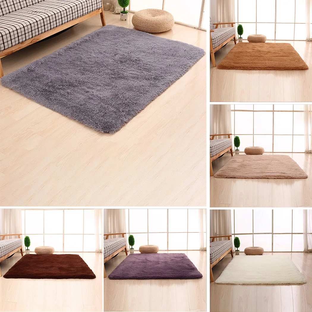 

Plush Fluffy Carpet Modern Home Decor Long Plush Shaggy Rug Play Mats Sofa Living Bedroom Bedside Mat Balcony Carpets