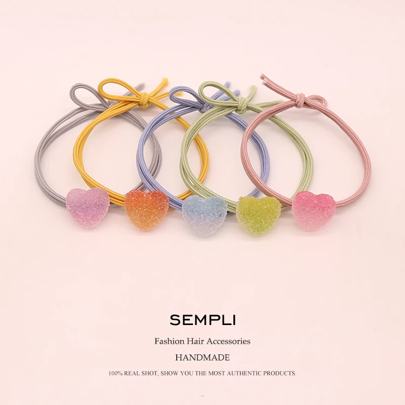 Sempli New Headbands for Women Girls Candy Color Heart Turban Cute Hair band Elastic bands Holder Headwear Accessories |
