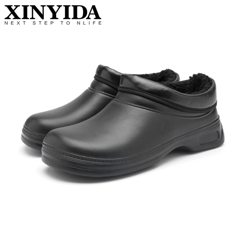 

Winter Non-slip Waterproof Oil-Proof Chef Shoes Kitchen Safety Shoes Add Plush Keep Warm Detachable Lining Rain Shoes Size 36-45