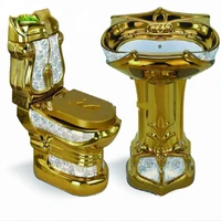 ceramic gold color toilet bowl basin bathroom golden toilet set 180 to 400 pit distances can be installed