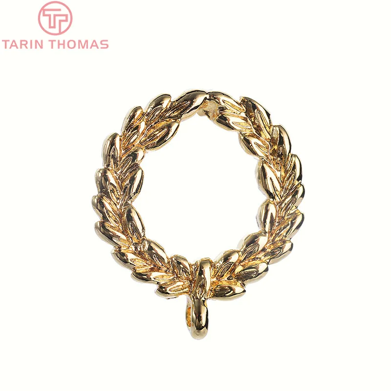 Латунные серьги гвоздики с длинным веером 10 шт. 17 х15 мм 24 К золотого цвета