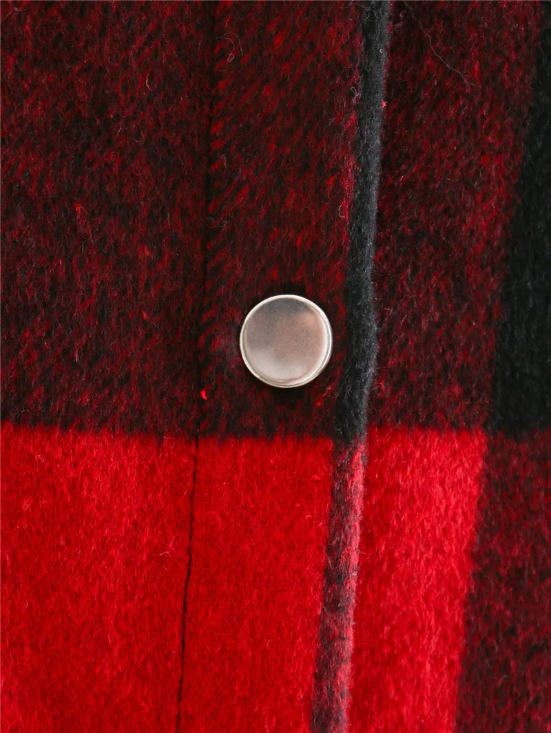 

2020 New Autumn Winter Women Female Casual Polyester Shirt Red Plaid Brand Blouse Outwear