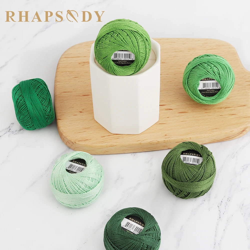 

Rhapsody Premium Quality Size #8 Pearl Cotton Thread Embroidery Crochet DIY 86 Yards Mercerized Singed 100% Egyptian Cotton 10G