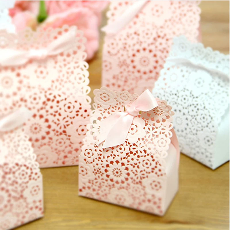 Подарочные пакеты с вырезами в форме цветка лента коробка для конфет 10/20/50 шт. |
