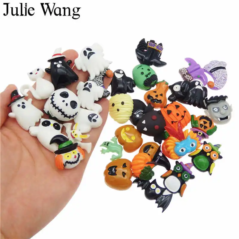 Julie Wang 20 шт. полимерные смешанные подвески на хэллоуин призрак тыква летучая мышь