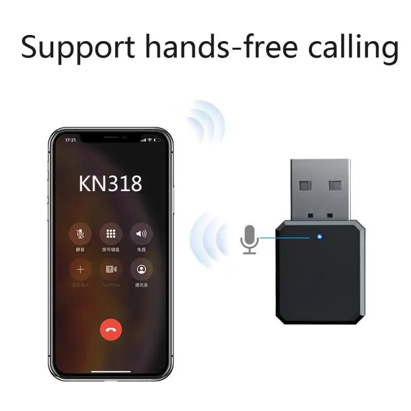 1 шт. KN318 Bluetooth 5 аудио приемник Выход AUX USB обоих концах для подключения внешних