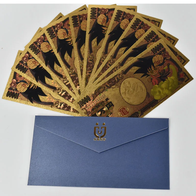 10 шт. новый японский Драконий жемчуг Сон Гоку какарото 10000 иен банкноты из золотой