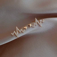 2020 new fashion hot sale womens earrings heart ecg ear stud earrings for women bijoux korean girl gifts jewelry wholesale