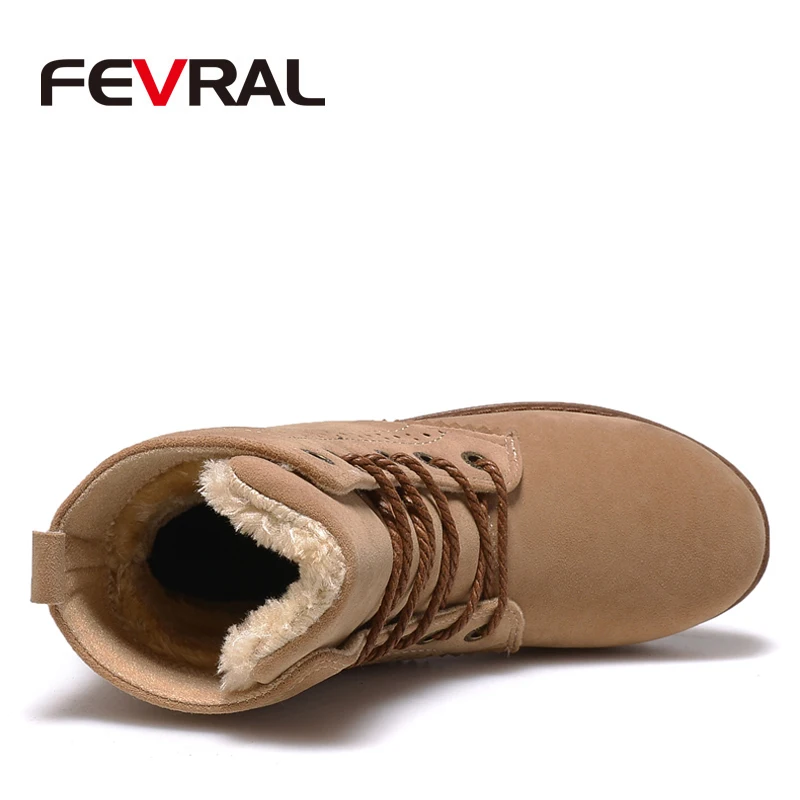 Женские Теплые ботильоны на меху FEVRAL брендовые мягкие удобные ботинки размера