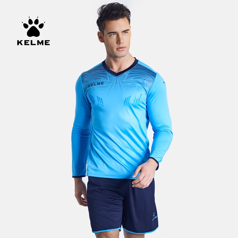 Фото Мужская Трикотажная форма вратаря KELME на заказ, Футбольная форма, мужской тренировочный костюм с протектором из губки, детский спортивный к... №1