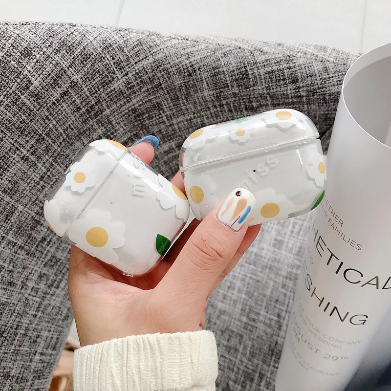 Прозрачный чехол для наушников AirPods Pro 2 1 s милый мягкий защитный с хризантемами