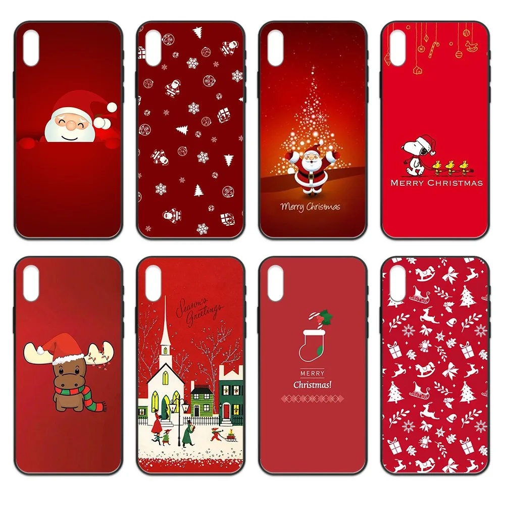 Рождественский Подарок новогодний красный 3D чехол черный для телефона iphone 4 4s 5 5S