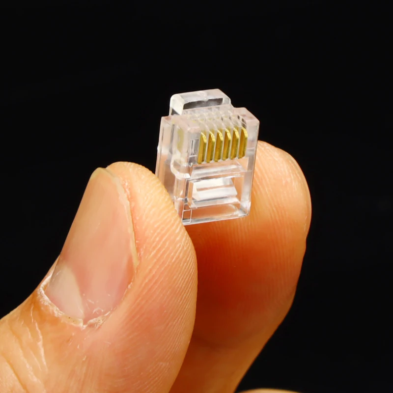 50 шт./лот RJ11 RJ12 Разъем DIY Кристалл головы Ethernet телефон модульный разъем Jack 6P6C 6 шпильки правой пряжкой Кабельный разъем