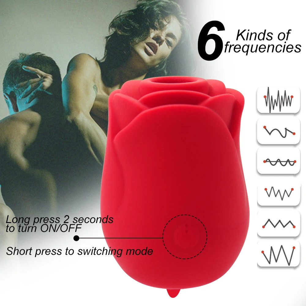 Женский Вибратор для сосания клитора в форме розы лижущий язык анальный