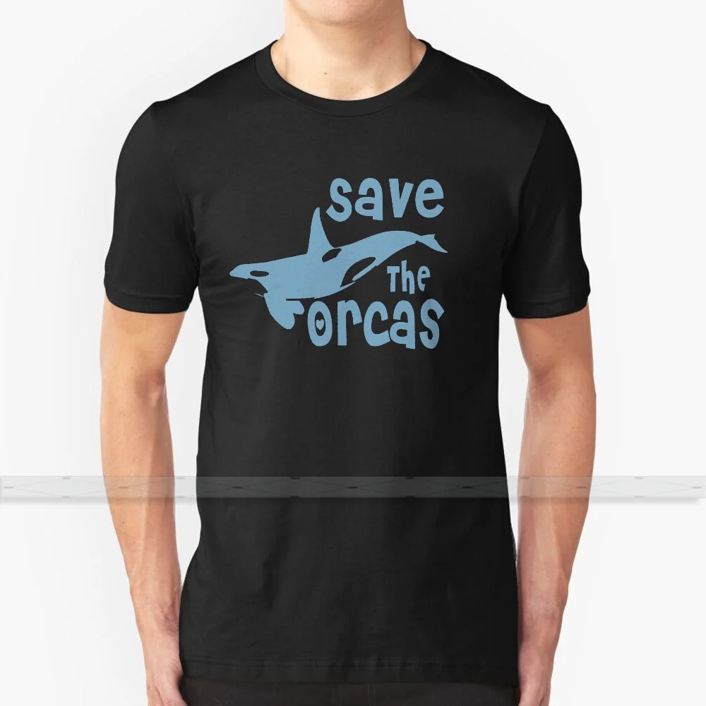 Мужская и женская летняя футболка из 100% хлопка с надписью Save The Orcas|Мужские