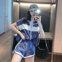 extra large size loose fitting top casual sports set women summer fashion wide legged shorts two piece suit streetwear tracksuit