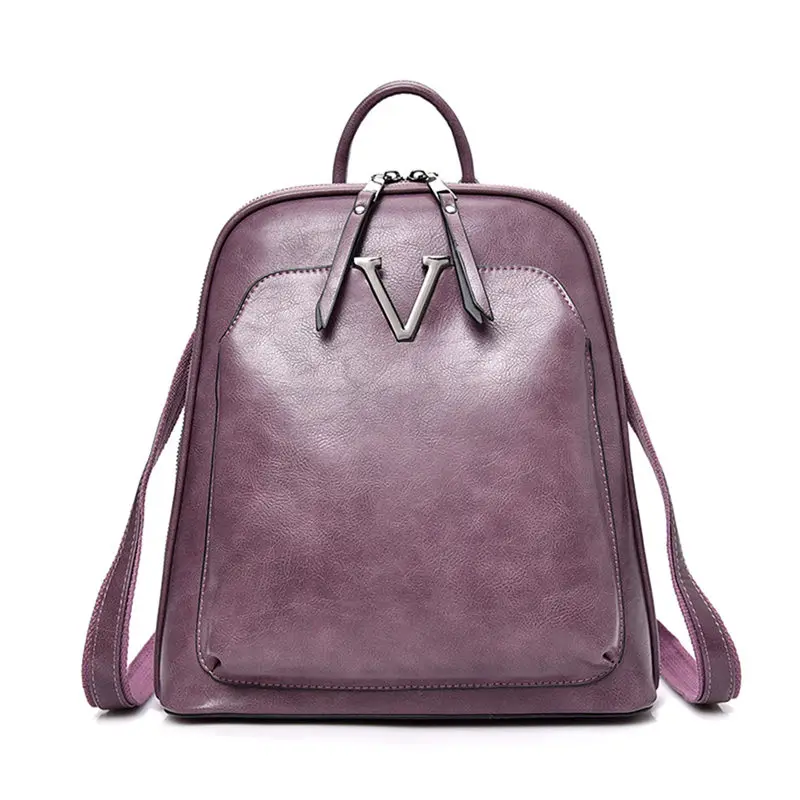 Trao purple 3-в-1 Винтаж рюкзак женский кожаный Для женщин рюкзак большой Ёмкость школьная сумка для девочек-подростков, сумки на ремне для Для женщин - Цвет: Trao purple